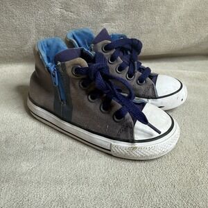 KIDS ALL STAR Converse High Top  ZIP UP Blue SIZE 8